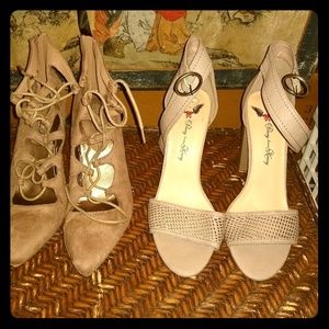 2 pair of beige heels-size 10